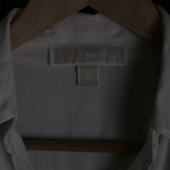 Michael Kors | Pinstripe Shirt in Off-White w Gold - Picture 4 of 4